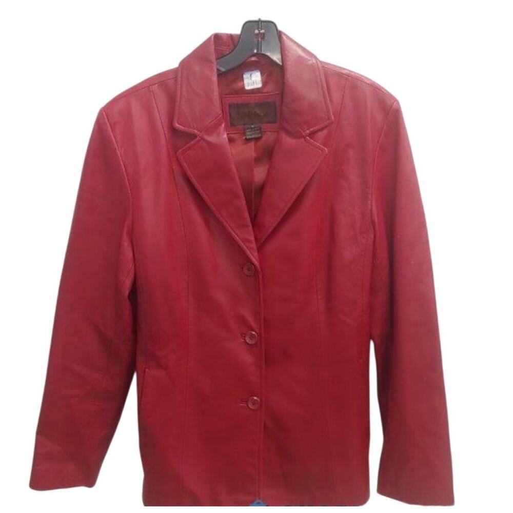 Vintage Siena Red Leather Coat Sz 16 XL